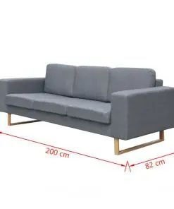 vidaXL 3-Seater Sofa Fabric Light Grey