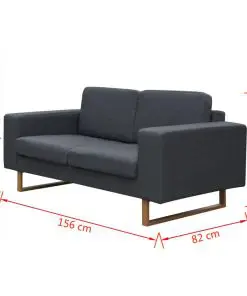 vidaXL 2-Seater Sofa Fabric Dark Grey