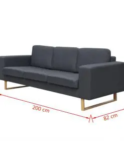 vidaXL 3-Seater Sofa Fabric Dark Grey