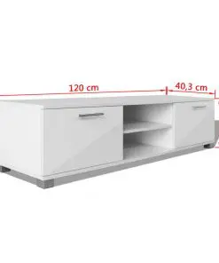 vidaXL TV Cabinet High-Gloss White 120×40.3×34.7 cm