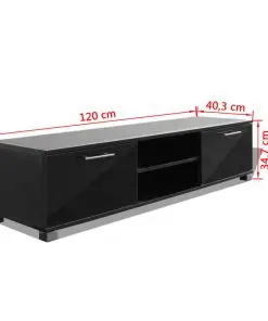 vidaXL TV Cabinet High-Gloss Black 120×40.3×34.7 cm