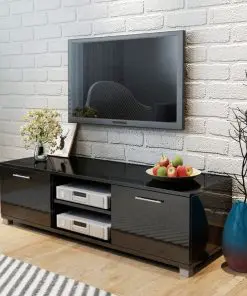 vidaXL TV Cabinet High-Gloss Black 120×40.3×34.7 cm