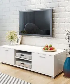vidaXL TV Cabinet High-Gloss White 140×40.3×34.7 cm