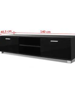 vidaXL TV Cabinet High-Gloss Black 140×40.3×34.7 cm
