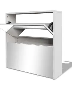 vidaXL Shoe Cabinet 2-Layer Mirror White 63x17x67 cm
