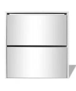 vidaXL Shoe Cabinet 2-Layer Mirror White 63x17x67 cm