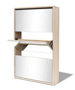 vidaXL Shoe Cabinet 3-Layer Mirror Oak 63x17x102.5 cm