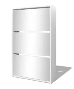 vidaXL Shoe Cabinet 3-Layer Mirror White 63x17x102.5 cm