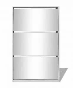 vidaXL Shoe Cabinet 3-Layer Mirror White 63x17x102.5 cm