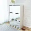vidaXL Shoe Cabinet 3-Layer Mirror White 63x17x102.5 cm vidaXL Shoe Cabinet 3-Layer Mirror White 63x17x102.5 cm