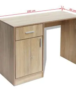 vidaXL Desk with Drawer and Cabinet Oak 100x40x73 cm