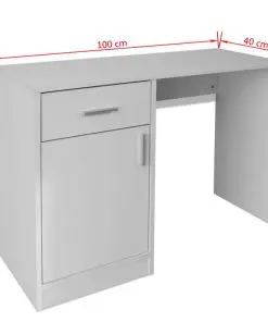 vidaXL Desk with Drawer and Cabinet White 100x40x73 cm