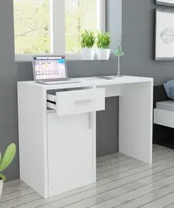 vidaXL Desk with Drawer and Cabinet White 100x40x73 cm