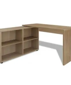 vidaXL Corner Desk 4 Shelves Oak