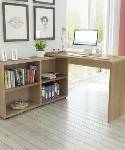 vidaXL Corner Desk 4 Shelves Oak