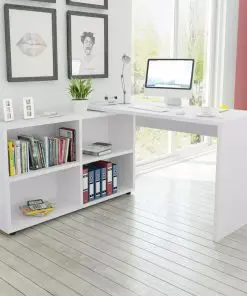 vidaXL Corner Desk 4 Shelves White