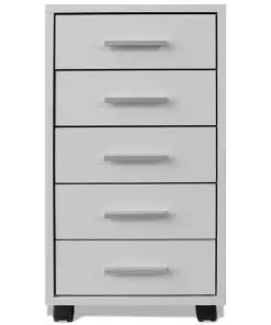 vidaXL Office Drawer Unit with Castors 5 Drawers White