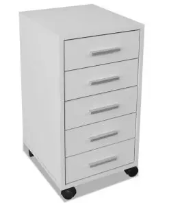 vidaXL Office Drawer Unit with Castors 5 Drawers White