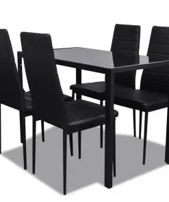 vidaXL Five Piece Dining Table Set Black