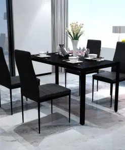 vidaXL Five Piece Dining Table Set Black