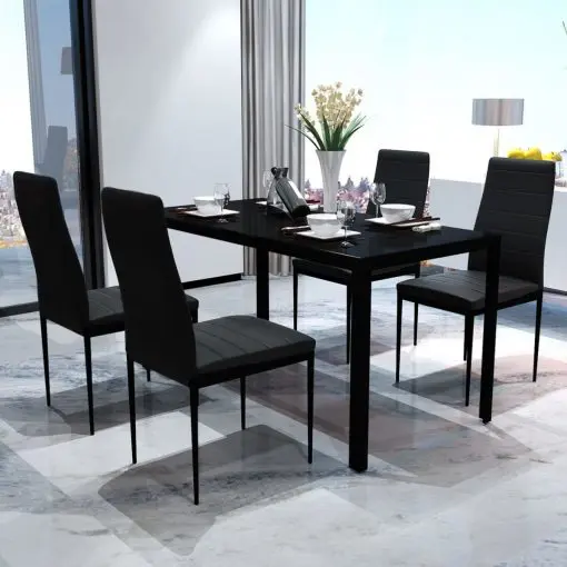 vidaXL Five Piece Dining Table Set Black