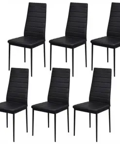 vidaXL Seven Piece Dining Table Set Black