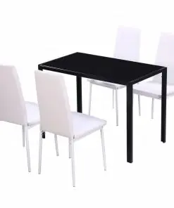 vidaXL Five Piece Dining Table Set Black and White