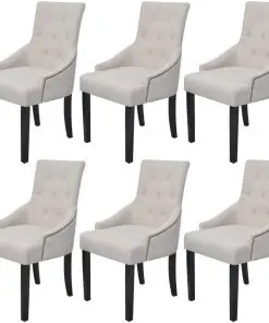 vidaXL Dining Chairs 6 pcs Cream Fabric