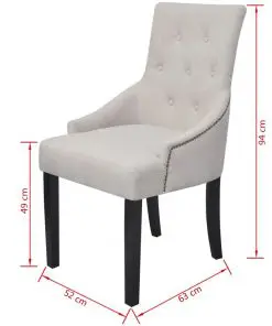 vidaXL Dining Chairs 6 pcs Cream Fabric