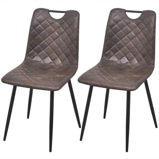 vidaXL Dining Chairs 2 pcs Dark Brown Faux Leather