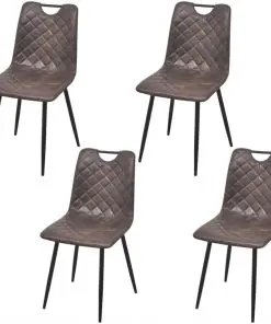 vidaXL Dining Chairs 4 pcs Dark Brown Faux Leather
