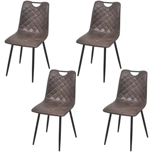 vidaXL Dining Chairs 4 pcs Dark Brown Faux Leather