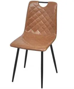 vidaXL Dining Chairs 2 pcs Light Brown Faux Leather