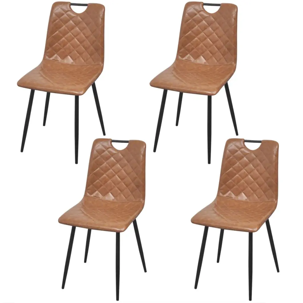 vidaXL Dining Chairs 4 pcs Light Brown Faux Leather