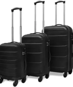vidaXL Three Piece Hardcase Trolley Set Black