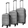 vidaXL Three Piece Hardcase Trolley Set Silver