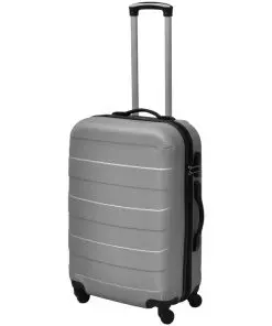 vidaXL Three Piece Hardcase Trolley Set Silver