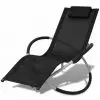 vidaXL Outdoor Geometrical Sun Lounger Steel Black and Grey vidaXL Outdoor Geometrical Sun Lounger Steel Black and Grey