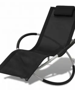 vidaXL Outdoor Geometrical Sun Lounger Steel Black and Grey