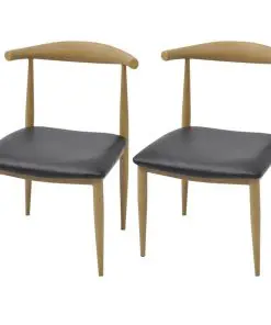 vidaXL Dining Chairs 2 pcs Black Faux Leather