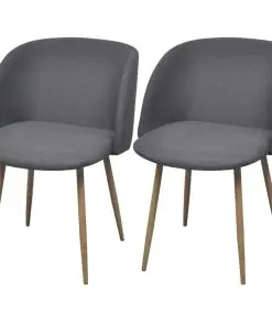 vidaXL Dining Chairs 2 pcs Dark Grey Fabric
