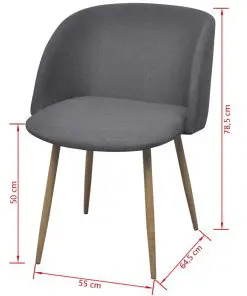 vidaXL Dining Chairs 2 pcs Dark Grey Fabric