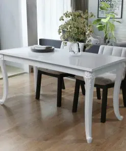 vidaXL Dining Table 116x66x76 cm High Gloss White