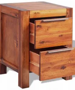 vidaXL Bedside Cabinet Solid Acacia Wood Brown 45x42x58 cm