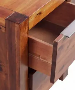 vidaXL Bedside Cabinet Solid Acacia Wood Brown 45x42x58 cm