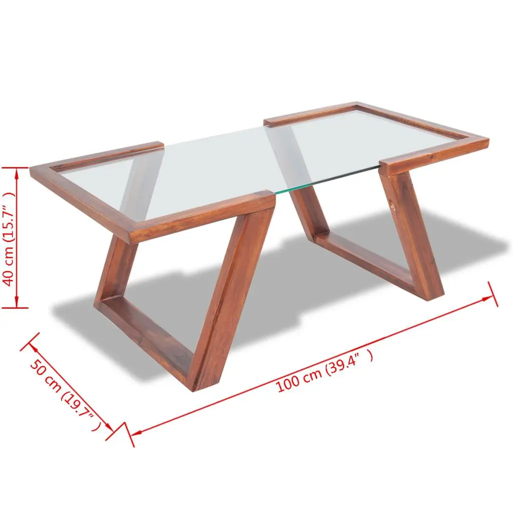 vidaXL Coffee Table Solid Acacia Wood Brown 100x50x40 cm