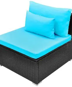 vidaXL 13 Piece Garden Lounge Set with Cushions Poly Rattan Blue