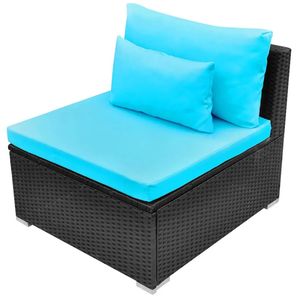 vidaXL 13 Piece Garden Lounge Set with Cushions Poly Rattan Blue