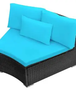 vidaXL 13 Piece Garden Lounge Set with Cushions Poly Rattan Blue