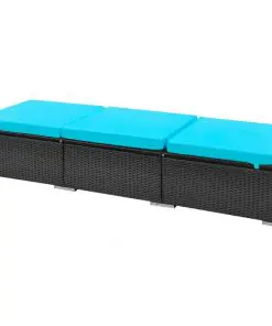 vidaXL 13 Piece Garden Lounge Set with Cushions Poly Rattan Blue